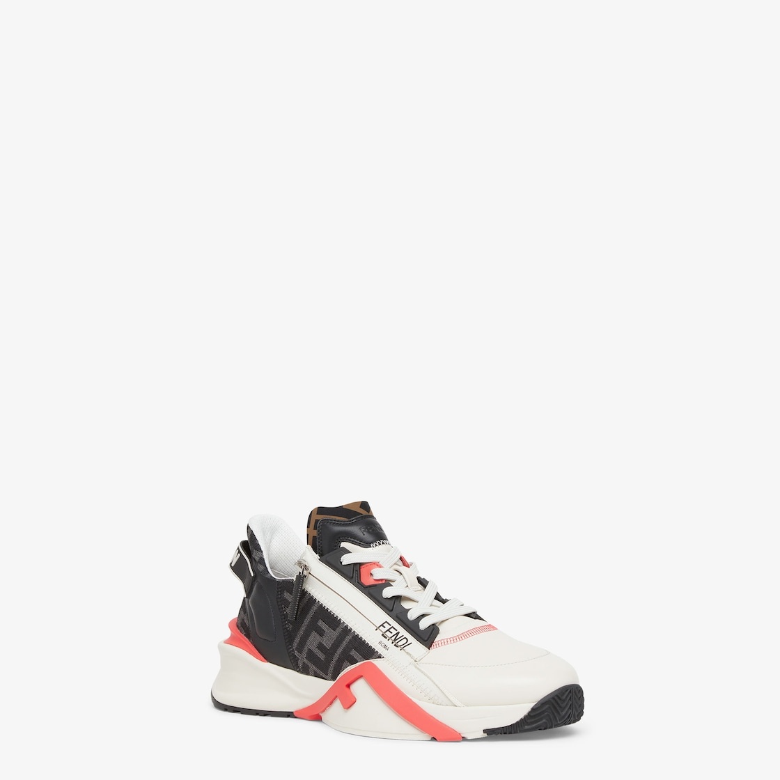 Slip-on sneakers with elastic laces, side zipper and corrugated sole with engraved F. Fendi Flow let - 2