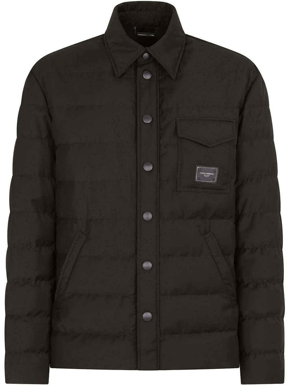 logo-patch quilted padded jacket - 1