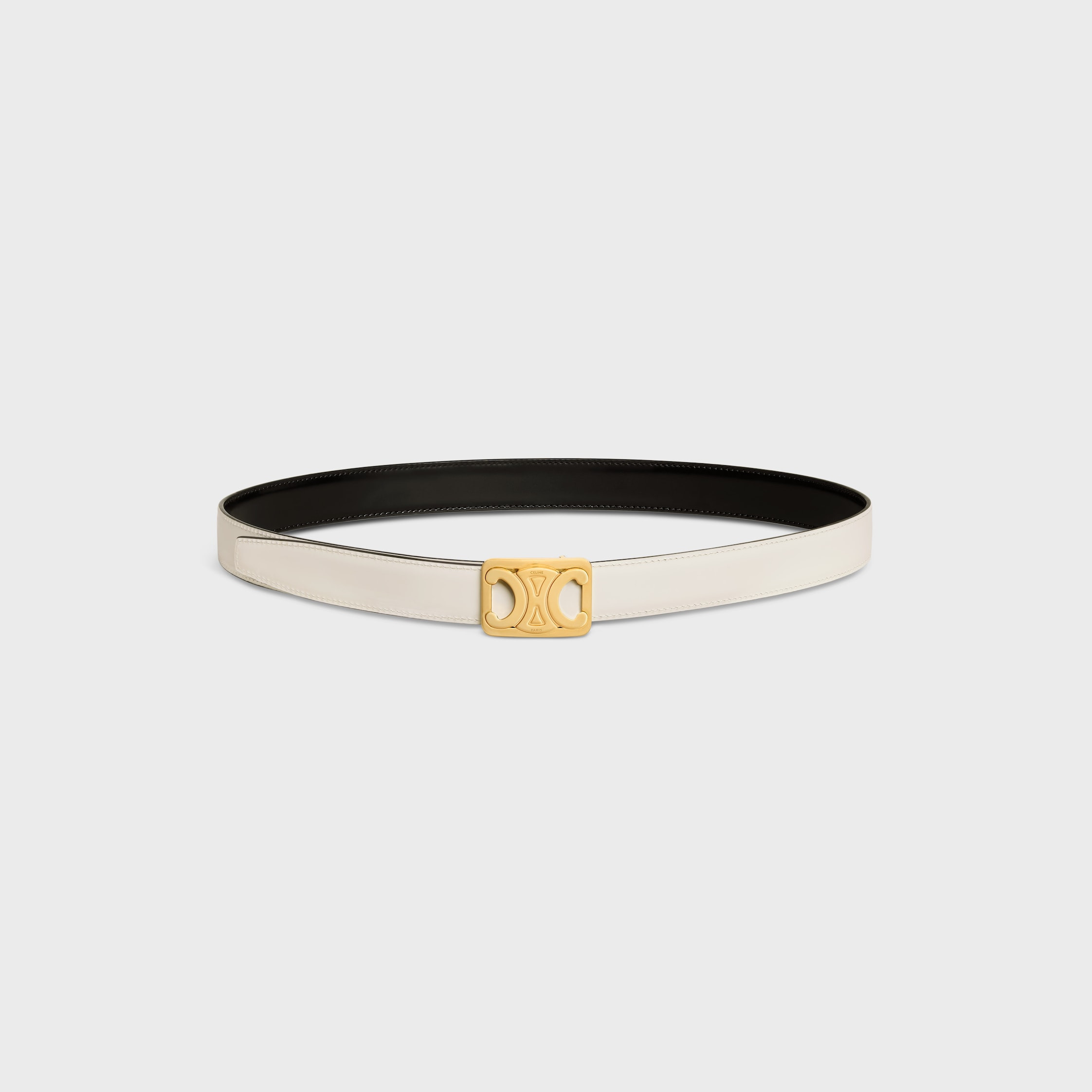 MEDIUM REVERSIBLE FRAMED TRIOMPHE BELT in TAURILLON AND NATURAL CALFSKIN - 2
