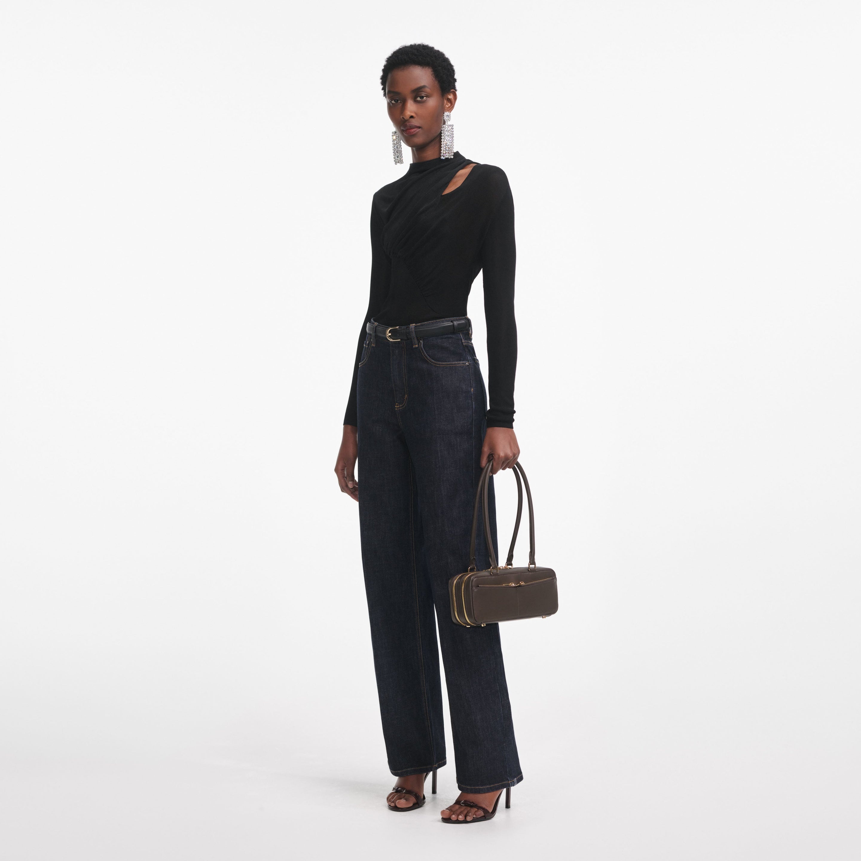 Black Cut Out Viscose Knit Top - 2