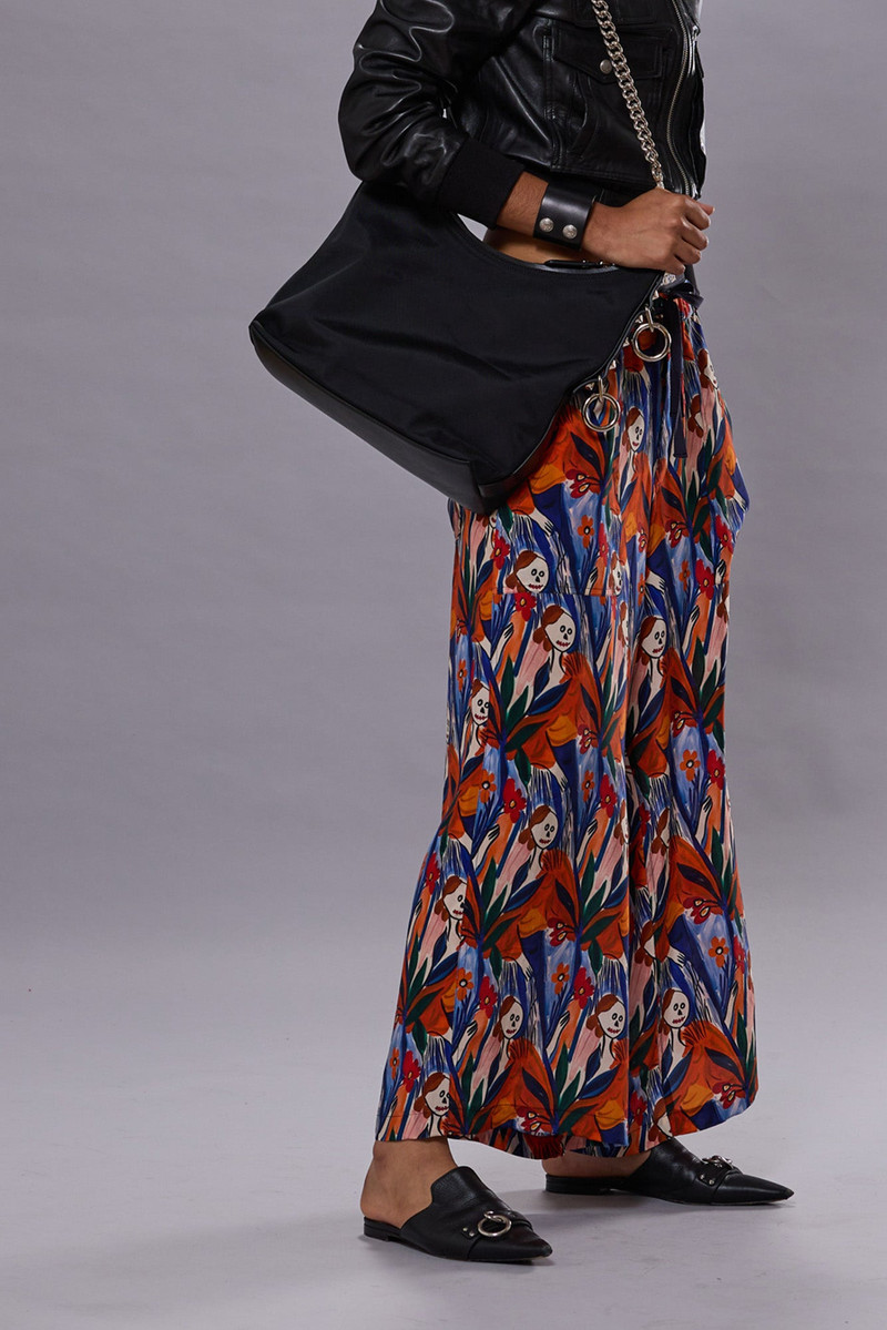 R13 CROPPED WIDE LEG UTILITY PANT - MULTICOLOR PRINT - R13 outlook