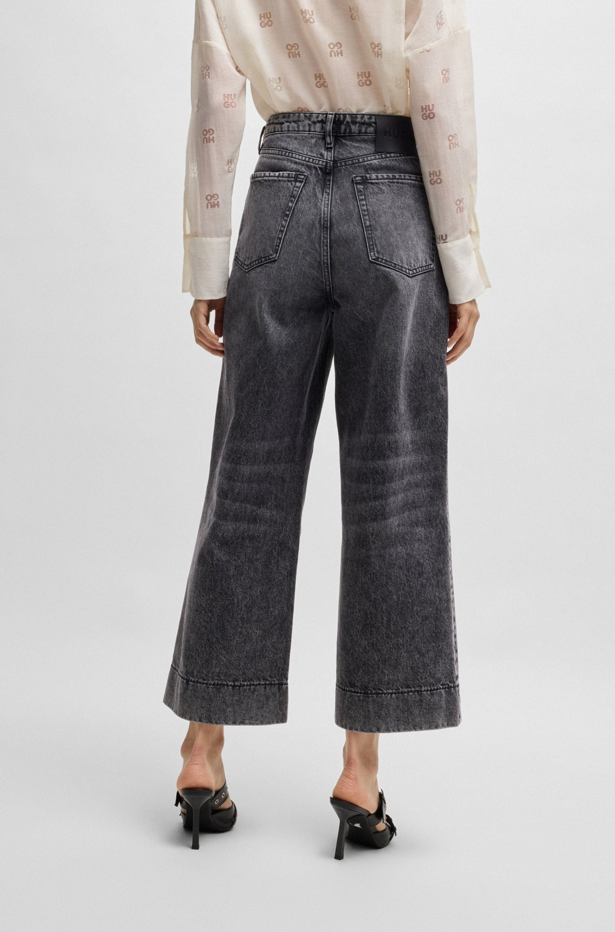 WIDE-LEG JEANS IN BLACK RIGID DENIM - 4