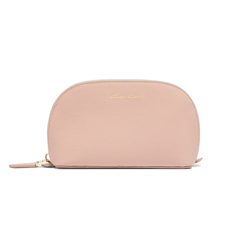 Pink tumbled leather pouch 1