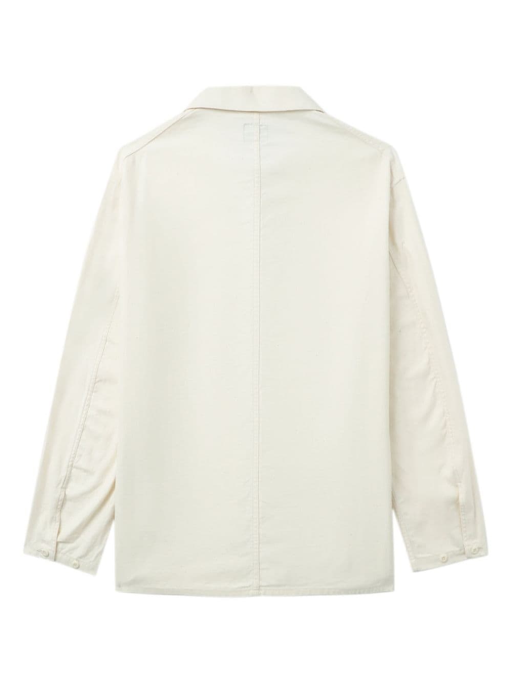 logo-embroidered cotton shirt jacket - 6
