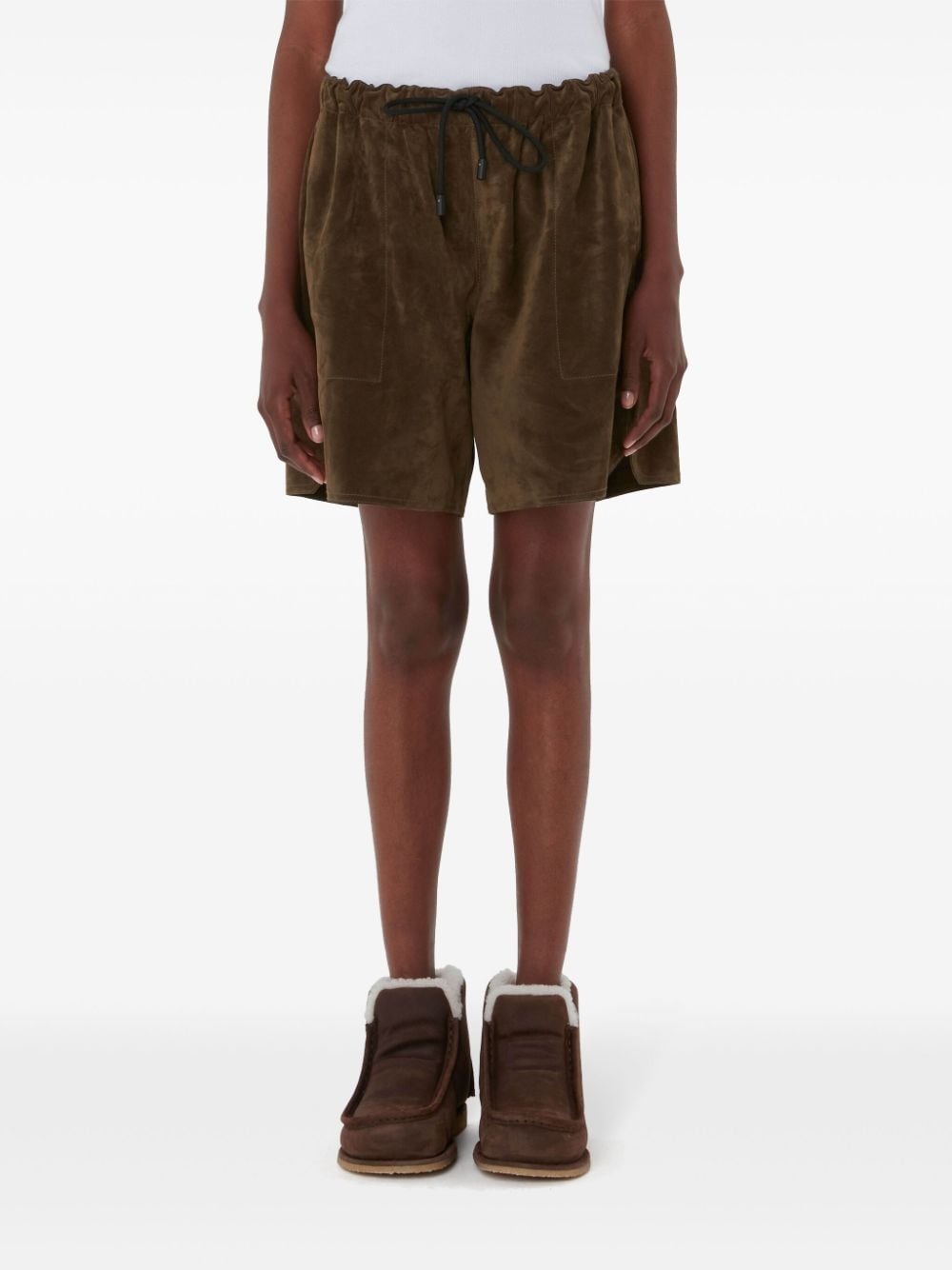 drawstring leather shorts - 3
