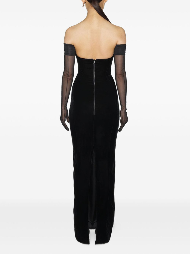 MUGLER off-shoulder maxi dress outlook