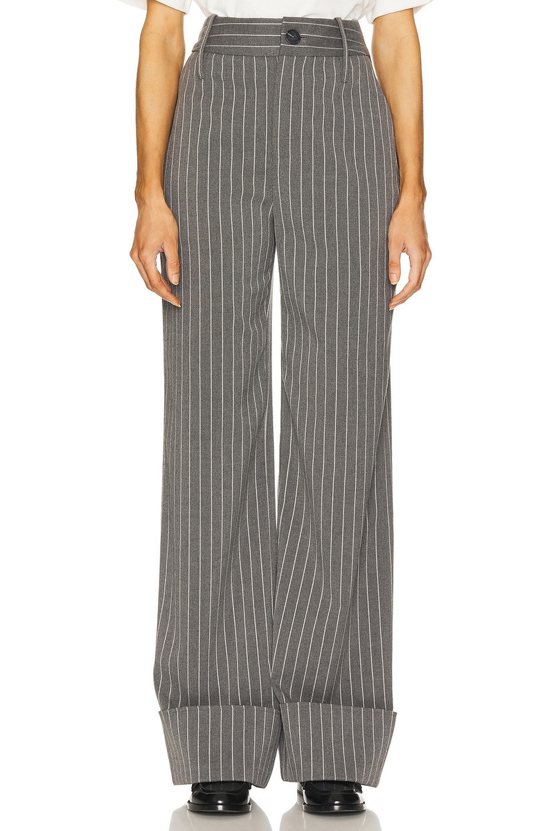 Pinstripe High Waist Cuffed Pants 2