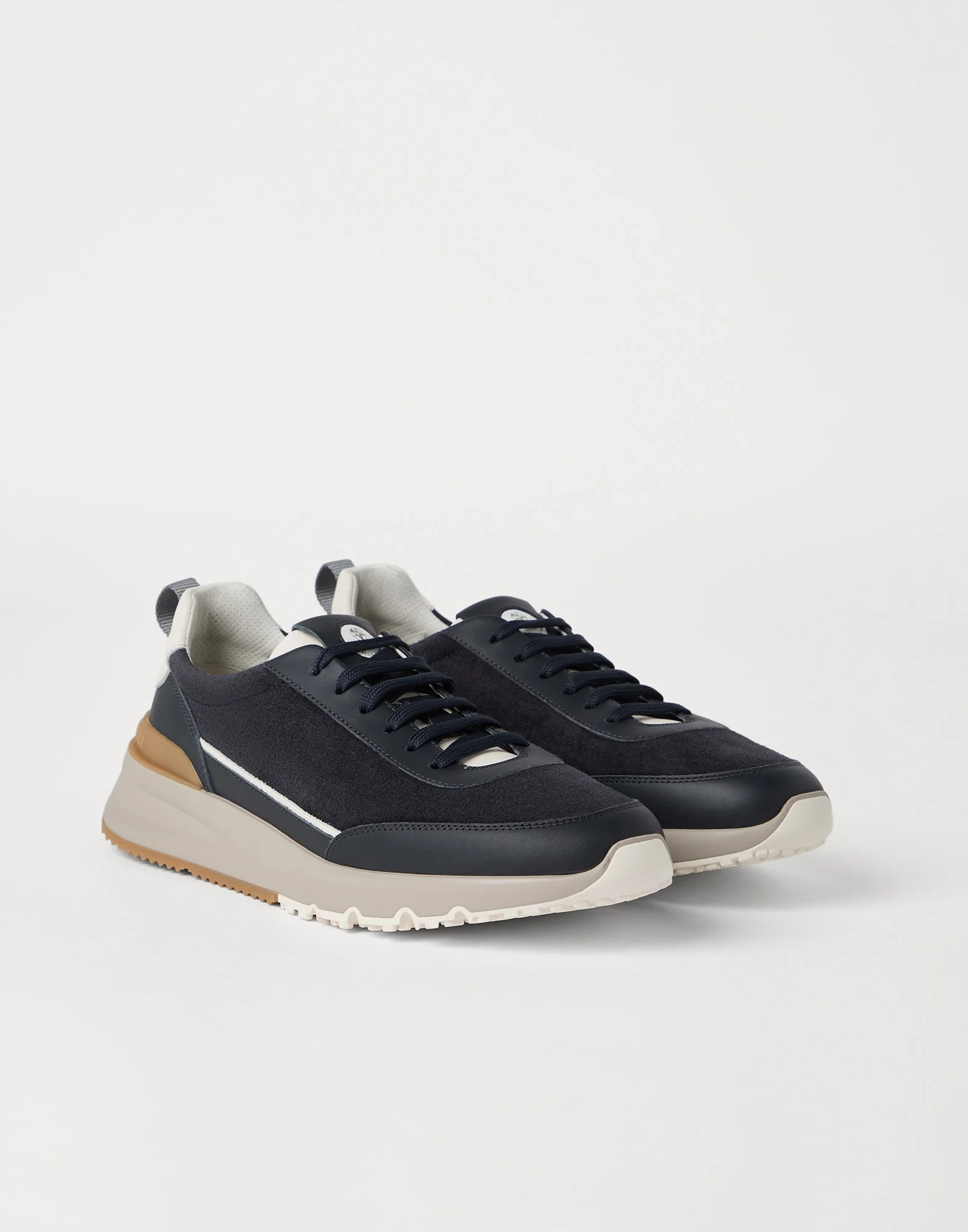 Washed suede and semi-polished calfskin runners - 1