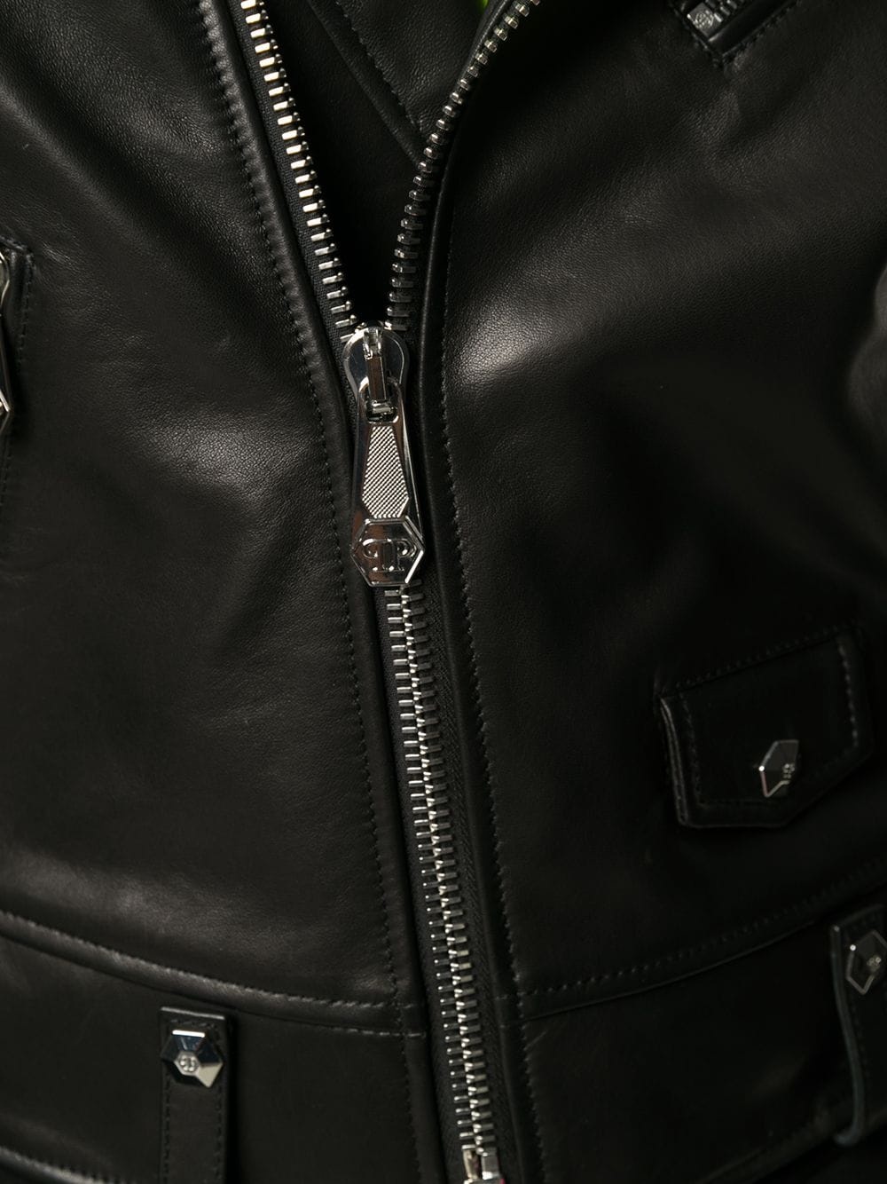 zipped biker jacket - 5