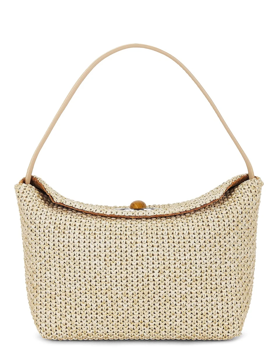 Turnlock Raffia Mini Shoulder Bag - 1