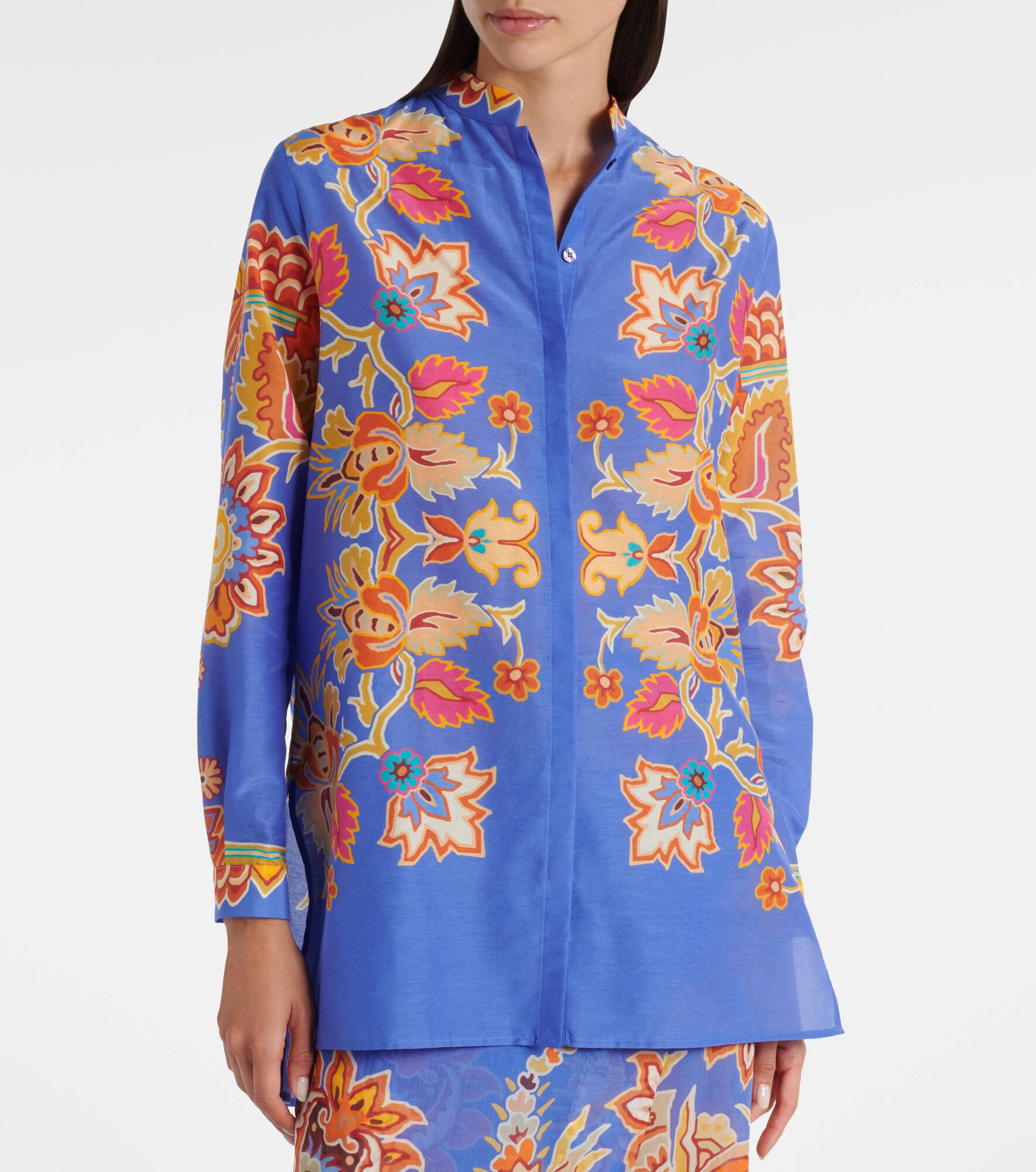 Floral cotton and silk shirt - 6