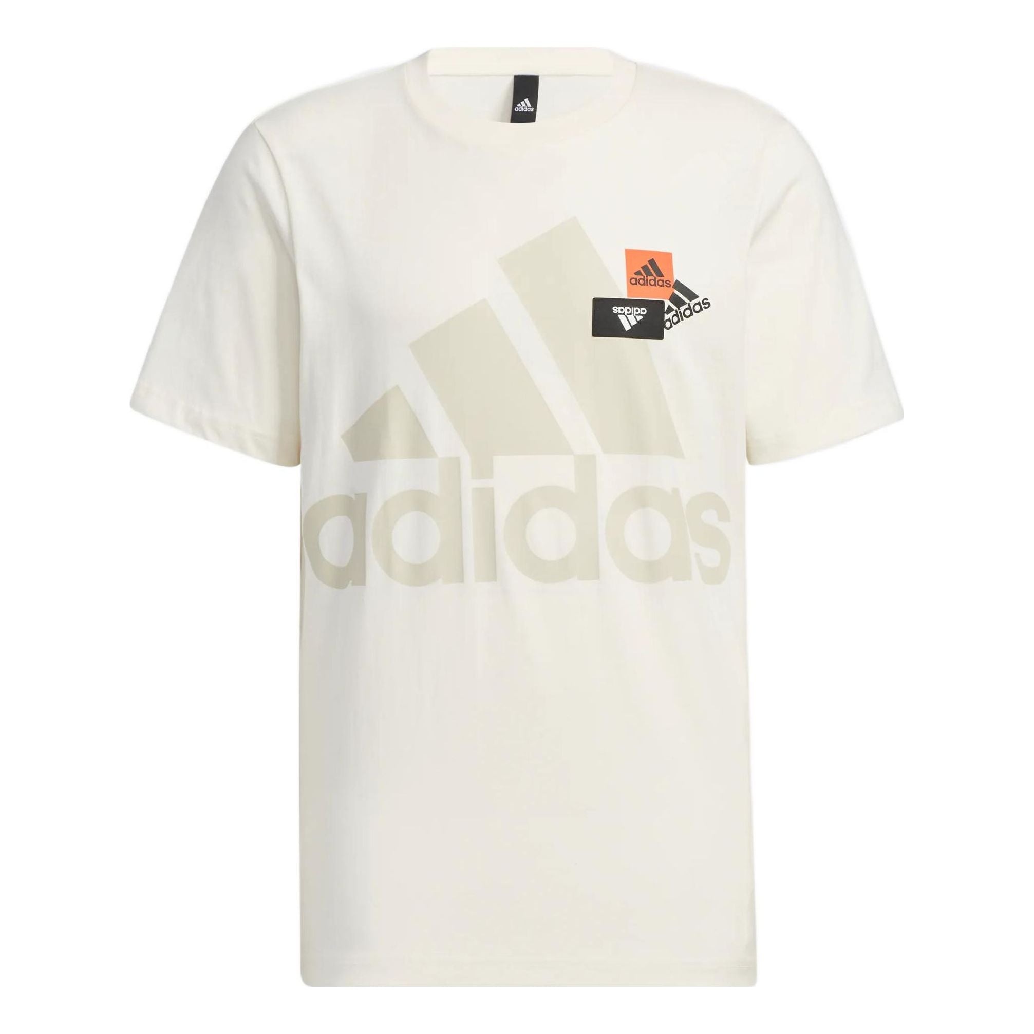 Men's adidas Alphabet Logo Printing Casual Round Neck Short Sleeve White T-Shirt HN9045 - 1