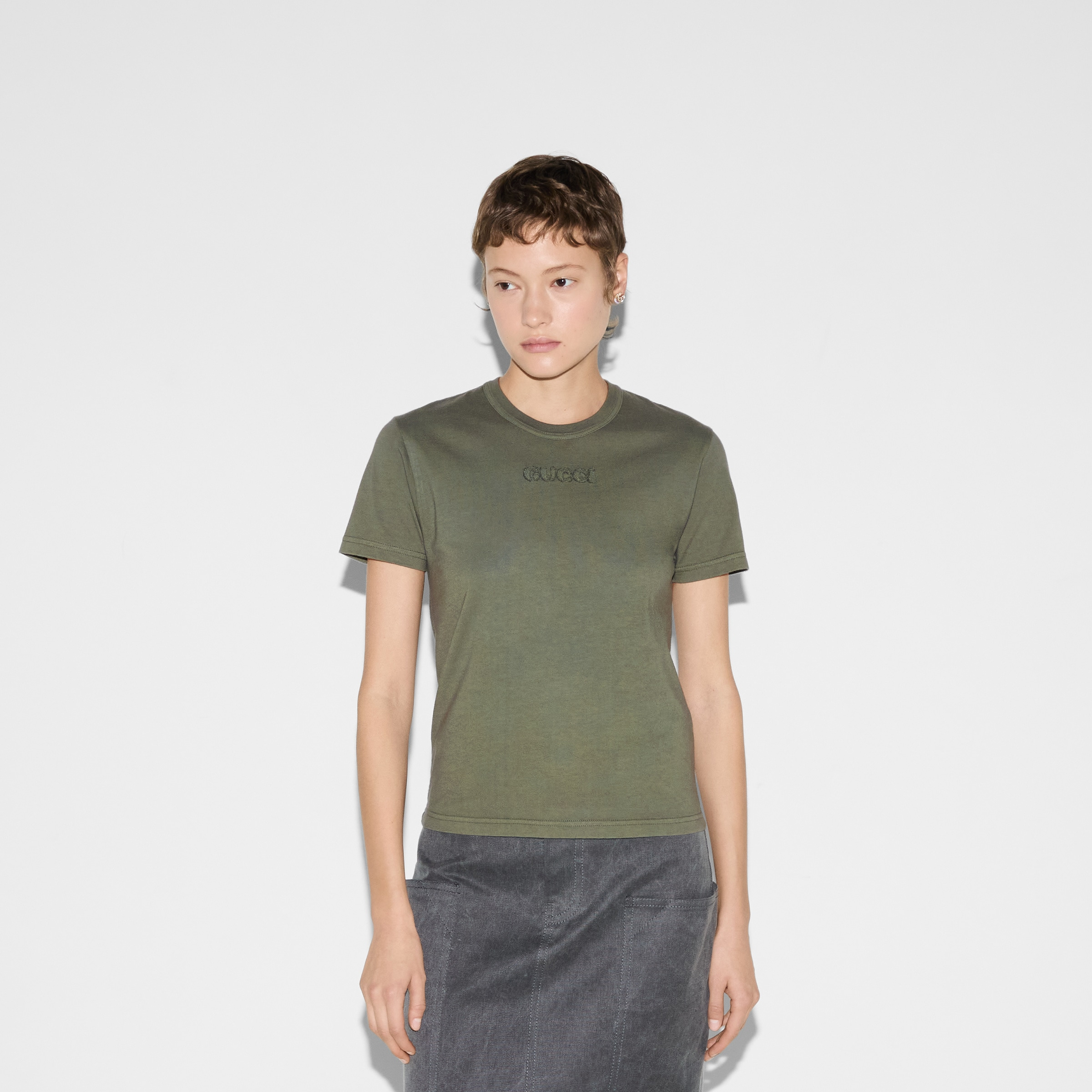 Embroidered cotton jersey T-shirt - 3