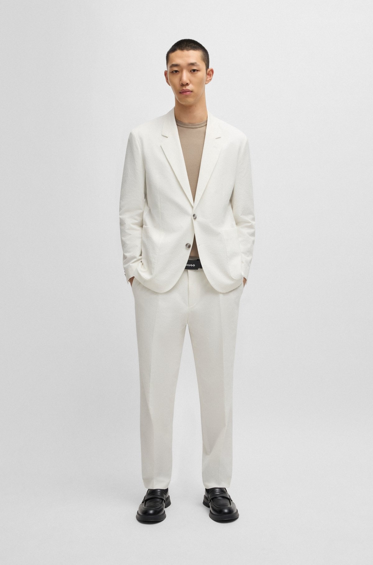 SLIM-FIT TROUSERS IN SEERSUCKER - 3