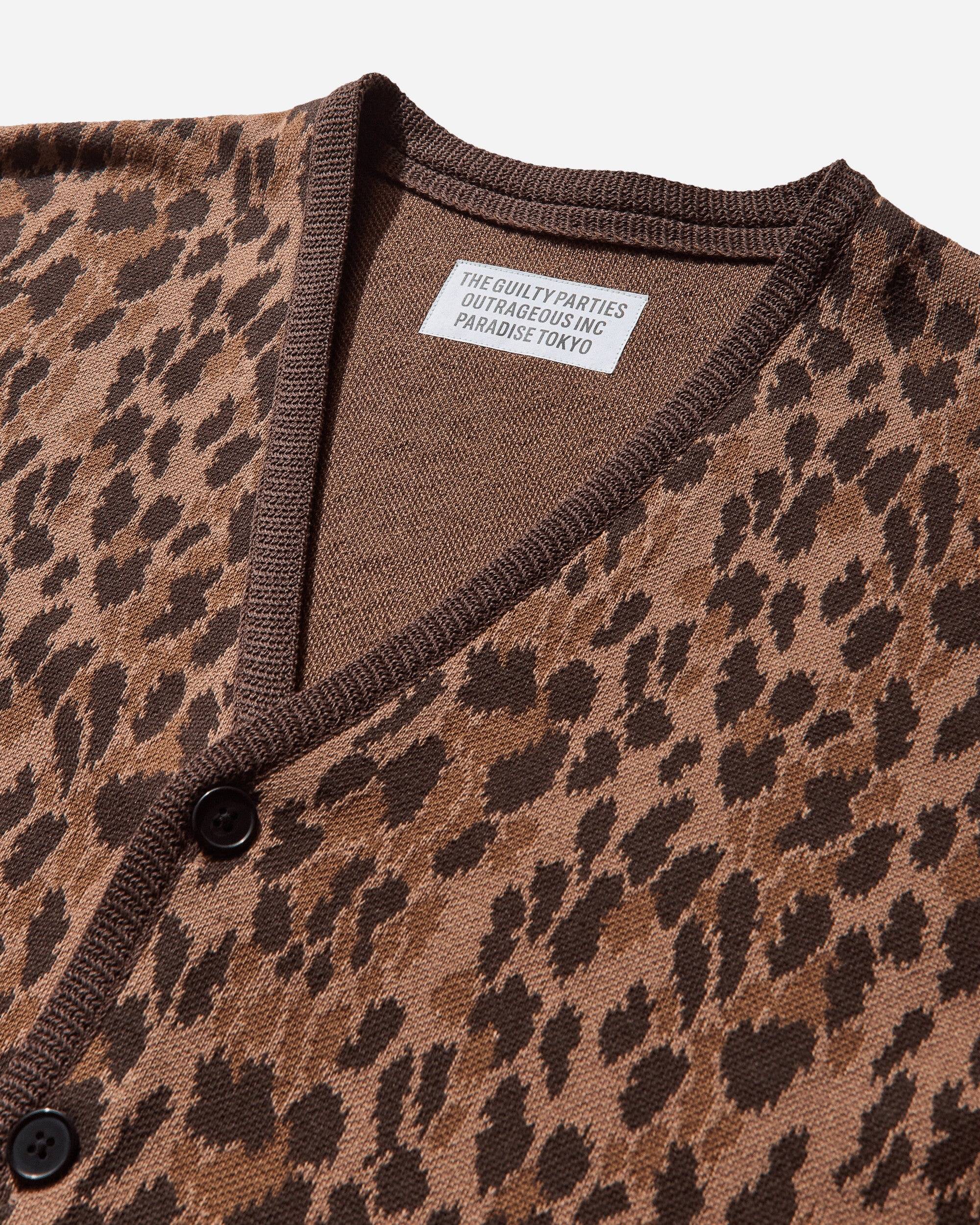 Men's Leopard Jacquard Cardigan (Type-2) Brown - 3