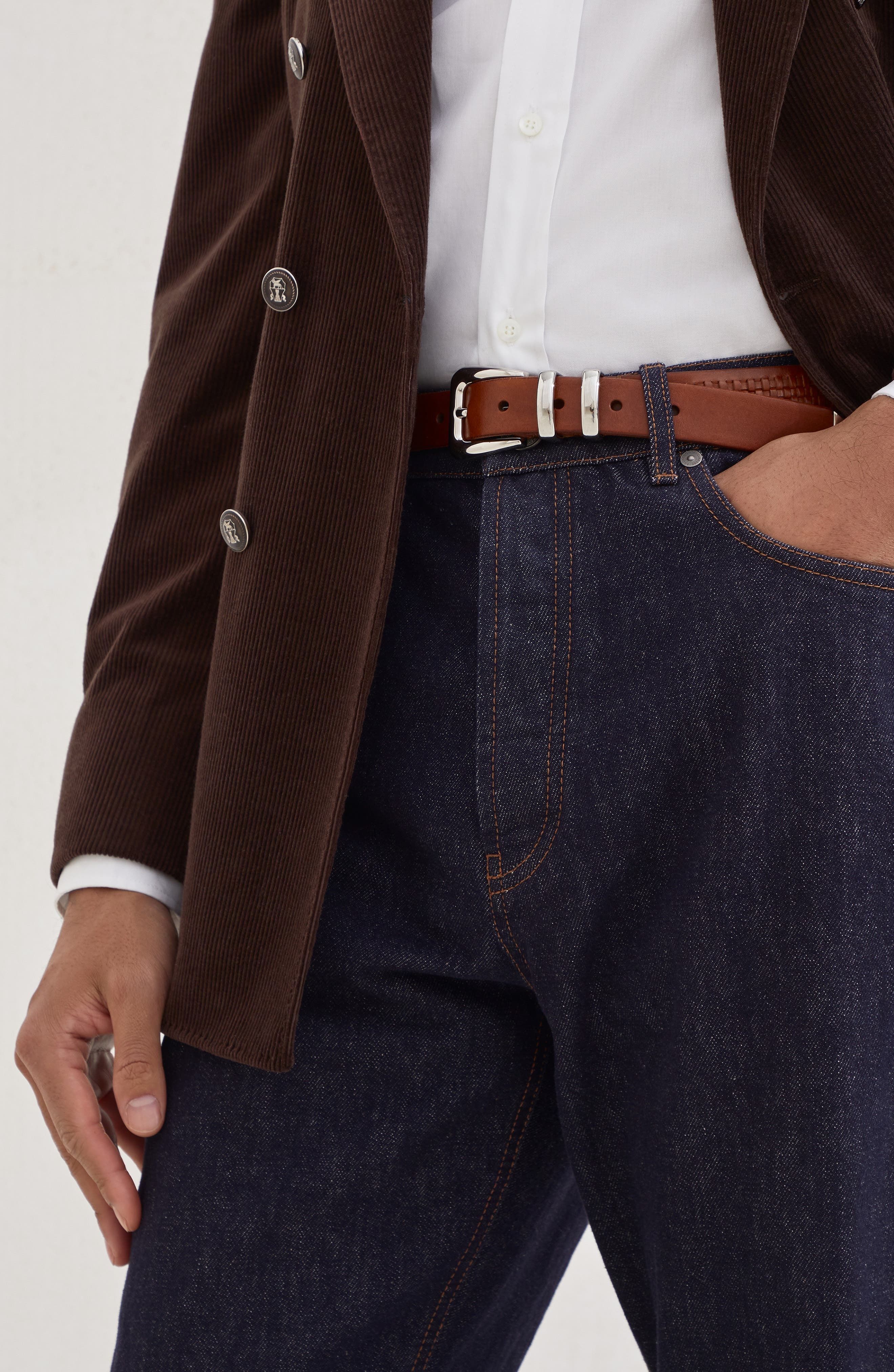 Brunello Cucinelli Iconic fit five-pocket trousers in Dark Denim at Nordstrom - 4