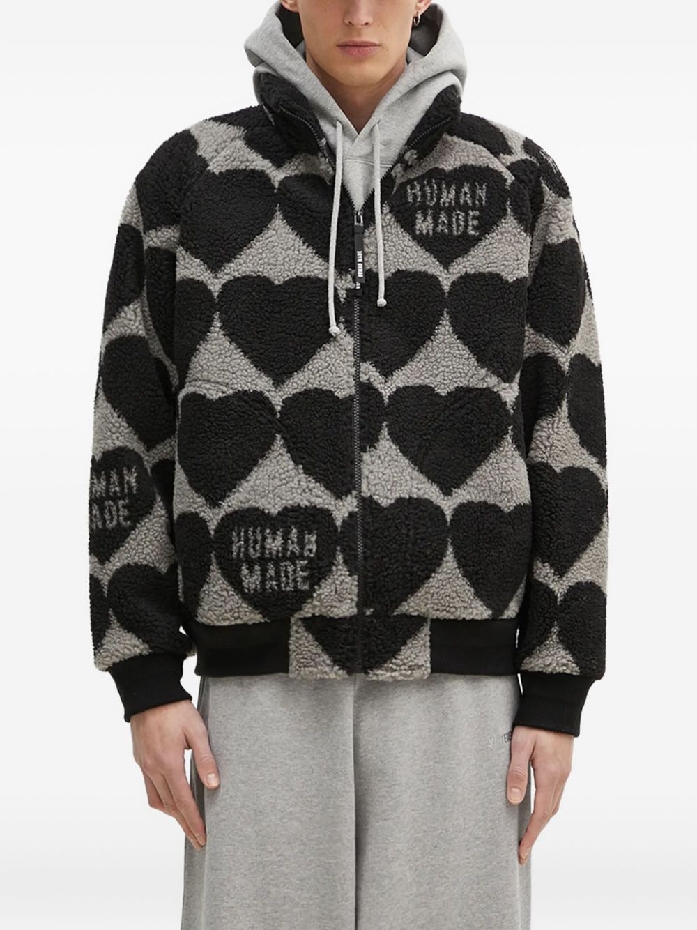 Human Made heart-pattern fleece jacket | REVERSIBLE