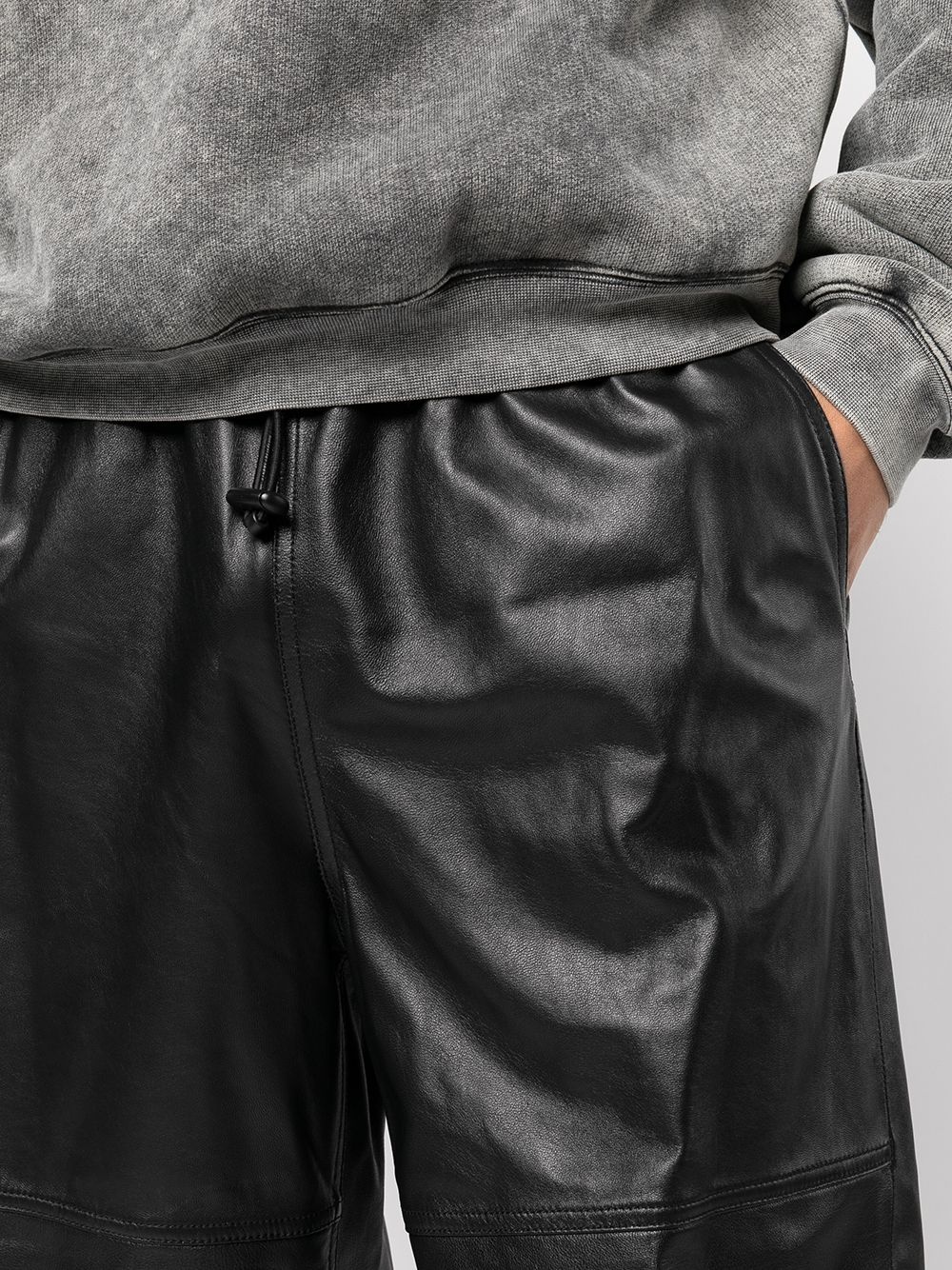 wide-leg lambskin track pants - 6