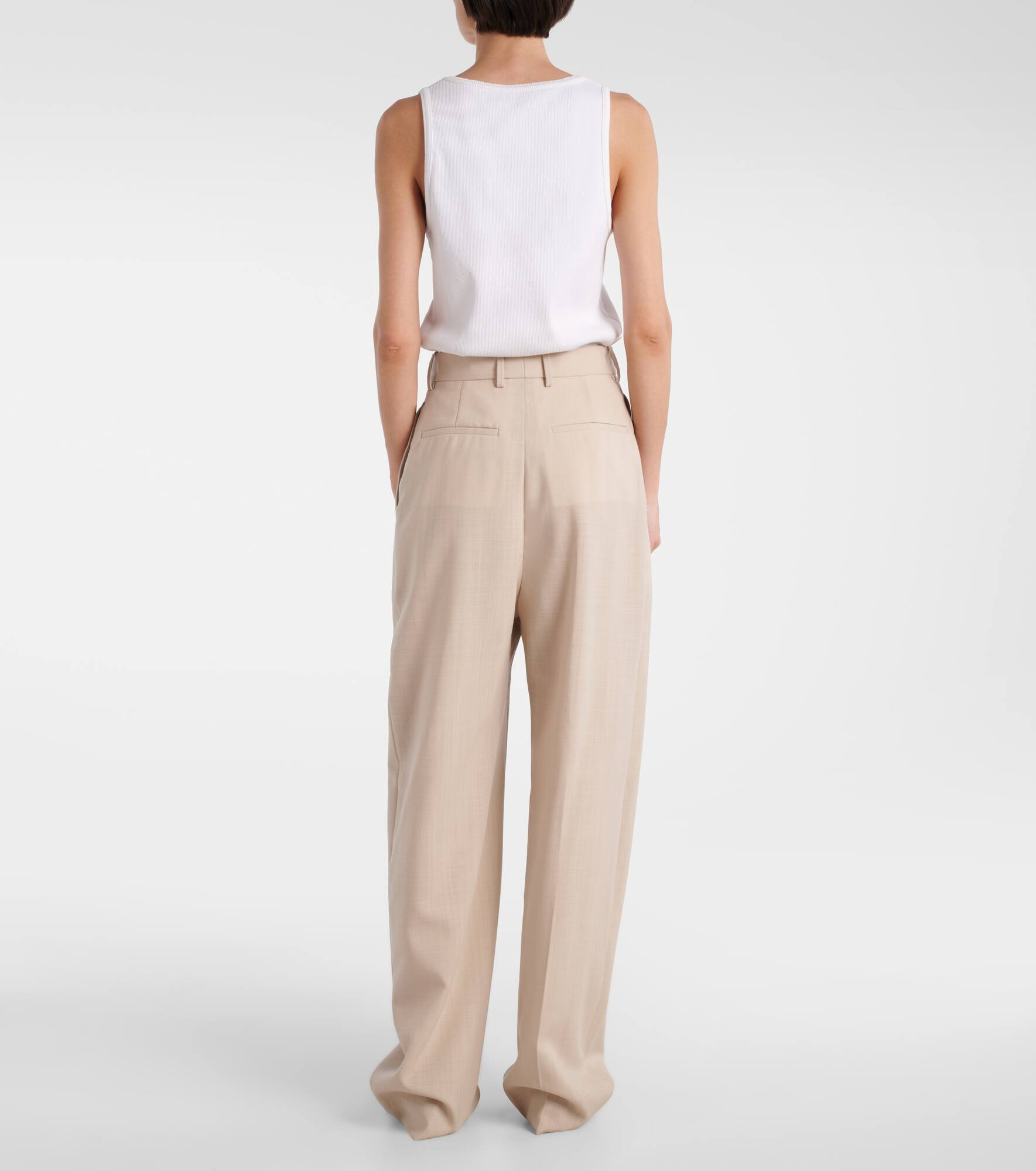 Mid-rise wool straight pants - 3