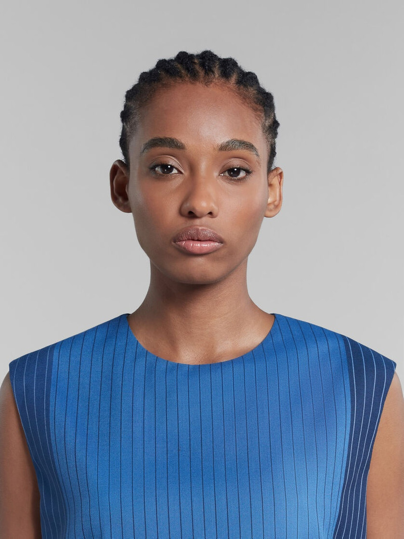 BLUE DÉGRADÉ PINSTRIPE WOOL SLEEVELESS TOP 4