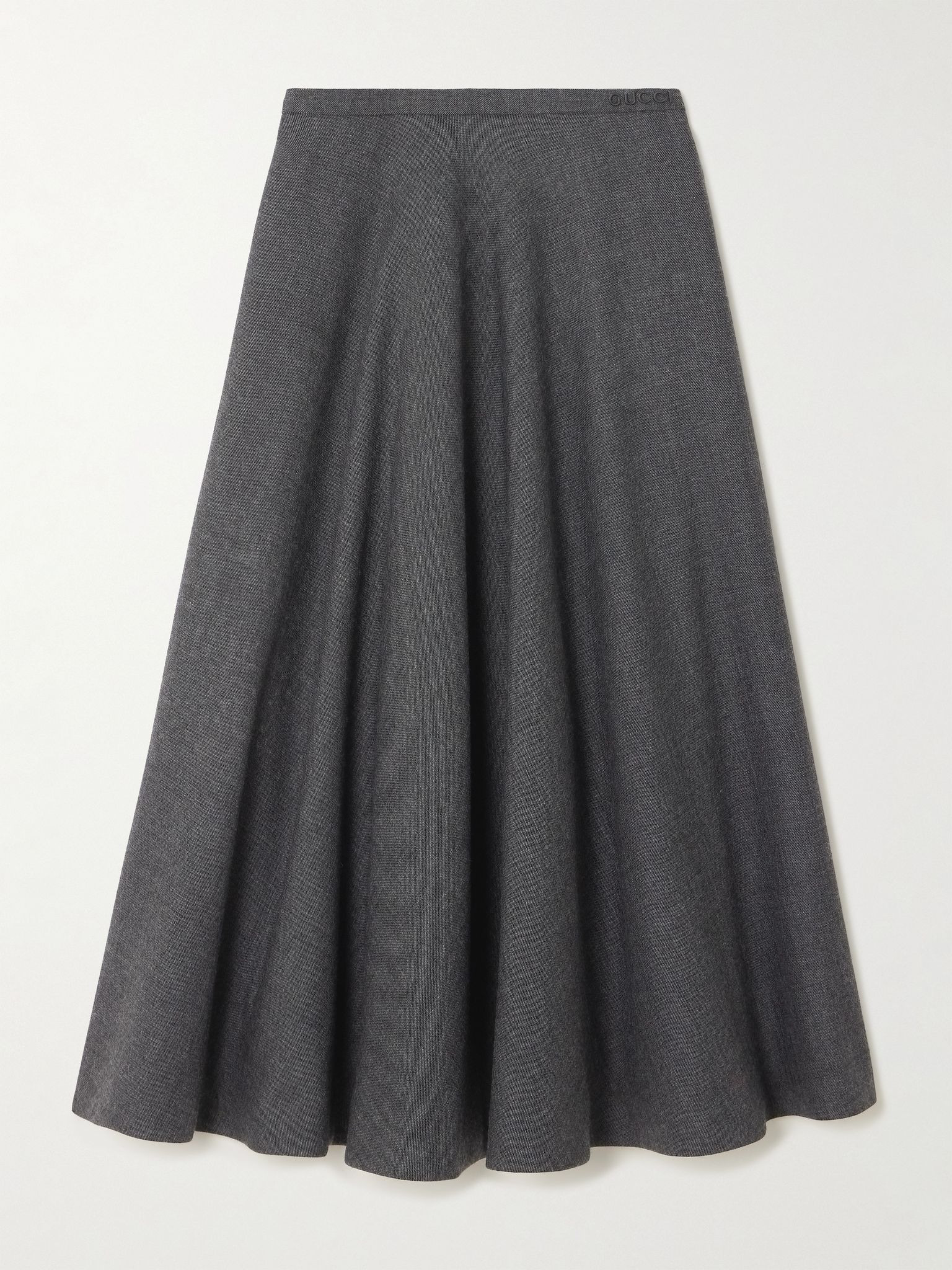 Embroidered wool midi skirt Gray - 1