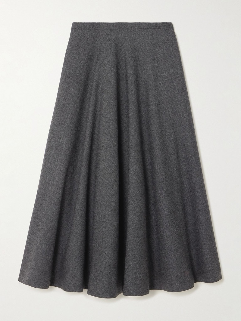 Embroidered wool midi skirt Gray 1