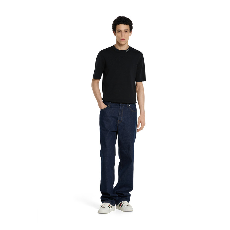 GUCCI Silk cotton T-shirt with Gucci intarsia outlook