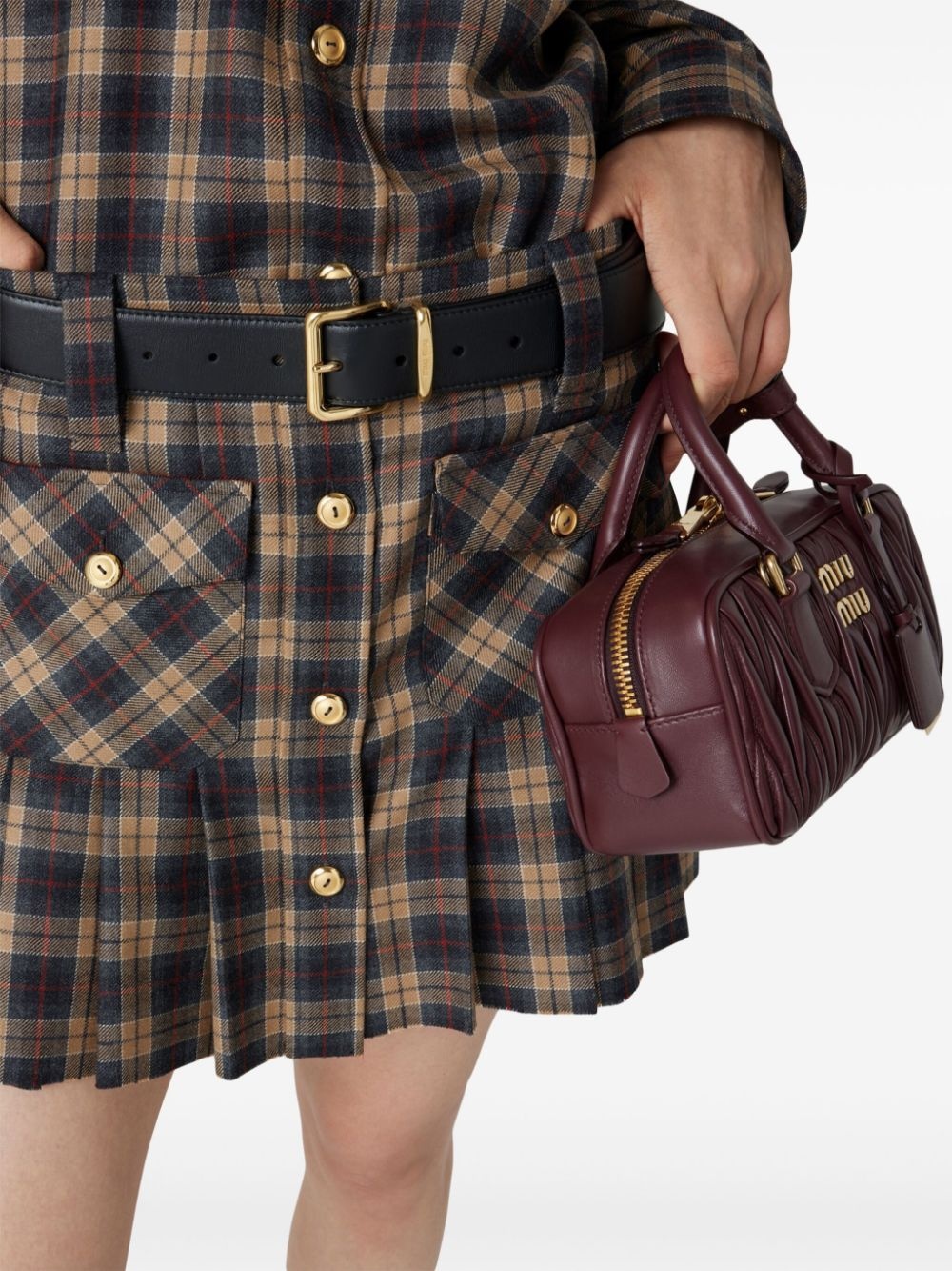 pleated tartan miniskirt - 5