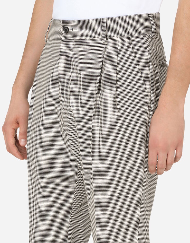 Cotton houndstooth pants with darts - 4