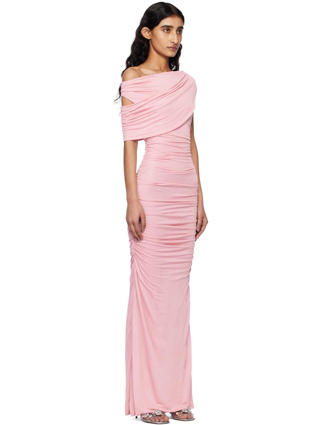 Pink One-Shoulder Maxi Dress - 2