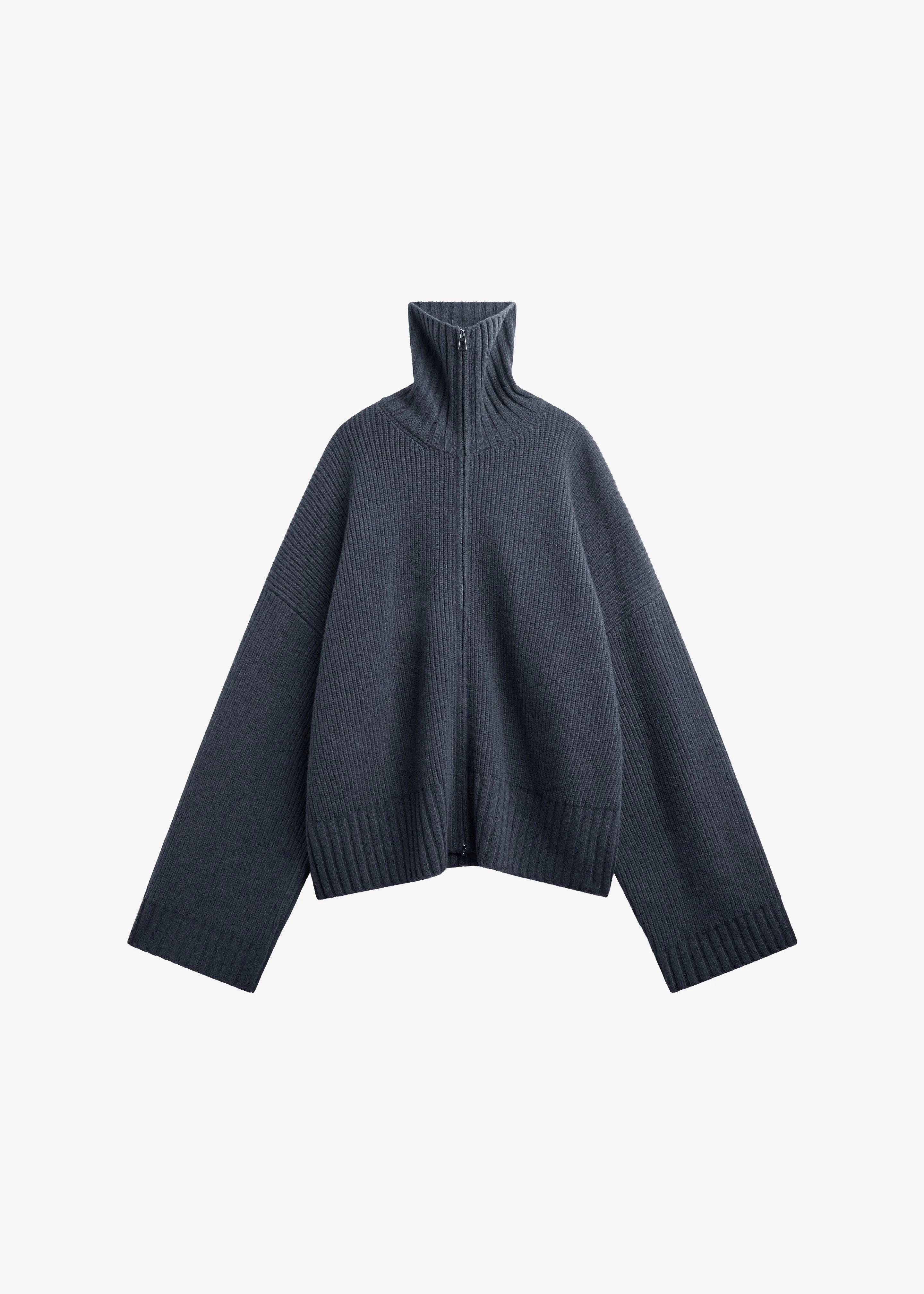 Veda Oversized Zip-Up Cardigan - Charcoal - 1