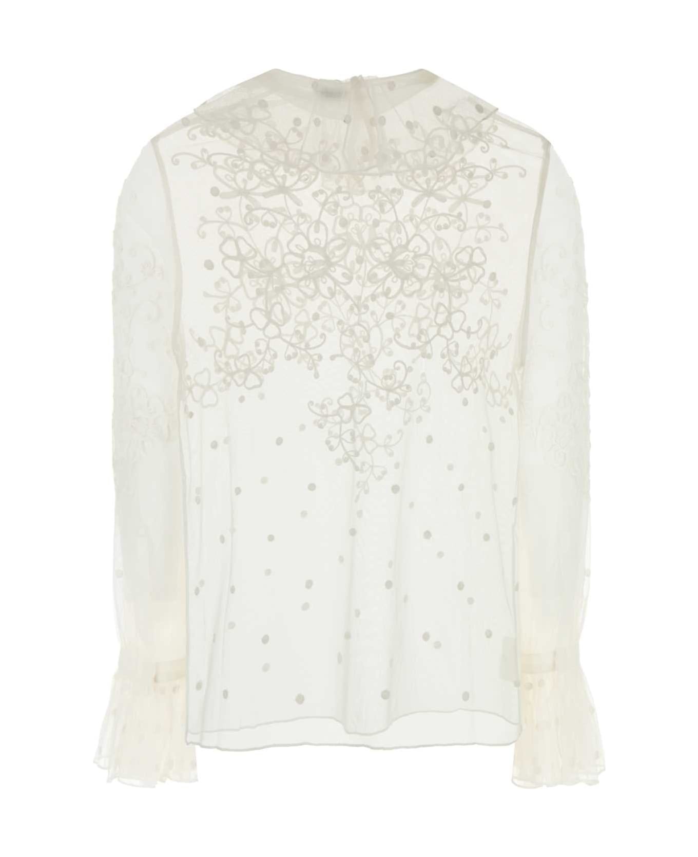 White Mesh Middlemist Blouse - 2