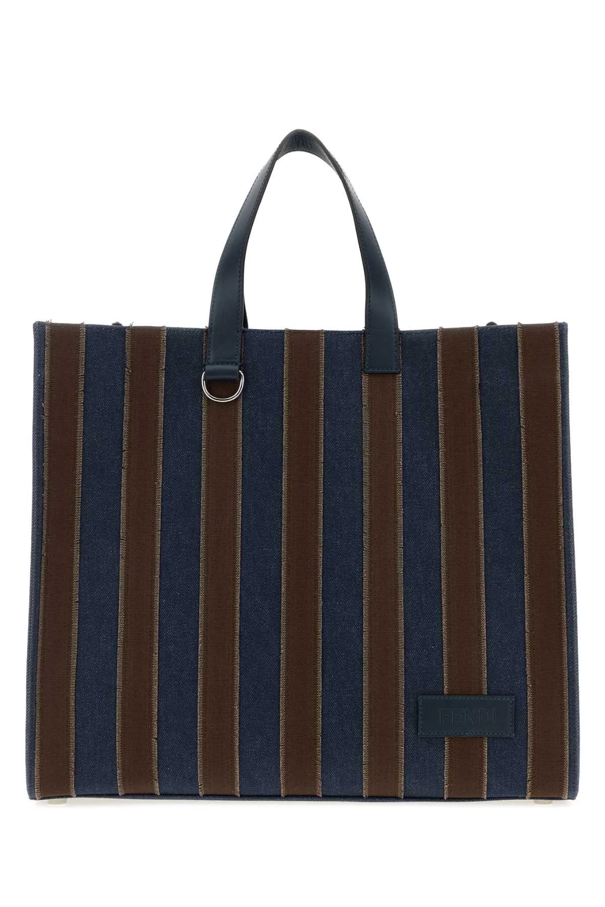 Fendi Men Embroidered Denim Pequin Shopping Bag - 1