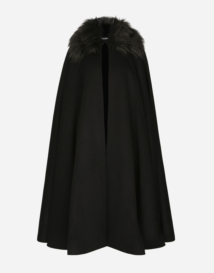 Cape with faux fur collar - 1