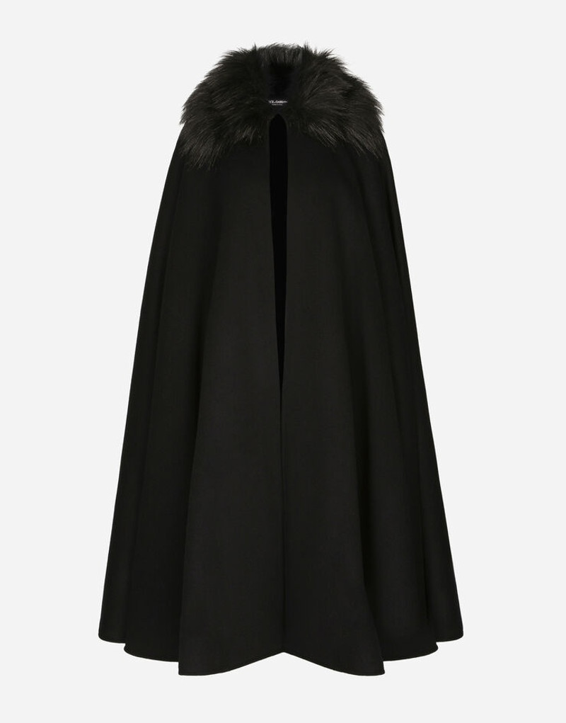 Cape with faux fur collar 1