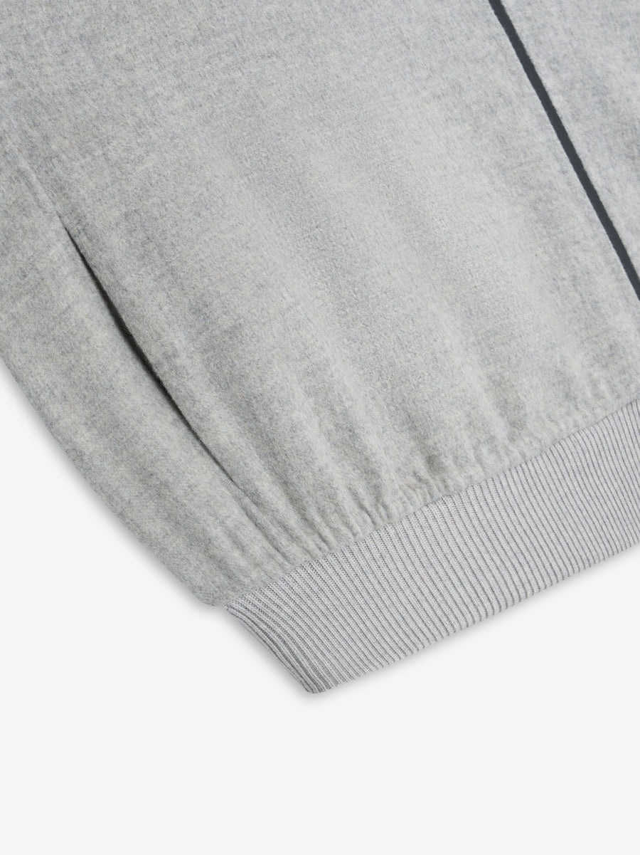 Double-Faced Wool Cashmere Collarless Bomber - 4
