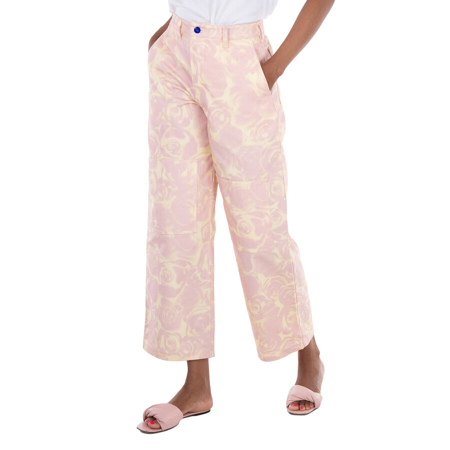Burberry Rose-Print High Waist Cotton Pants - 2