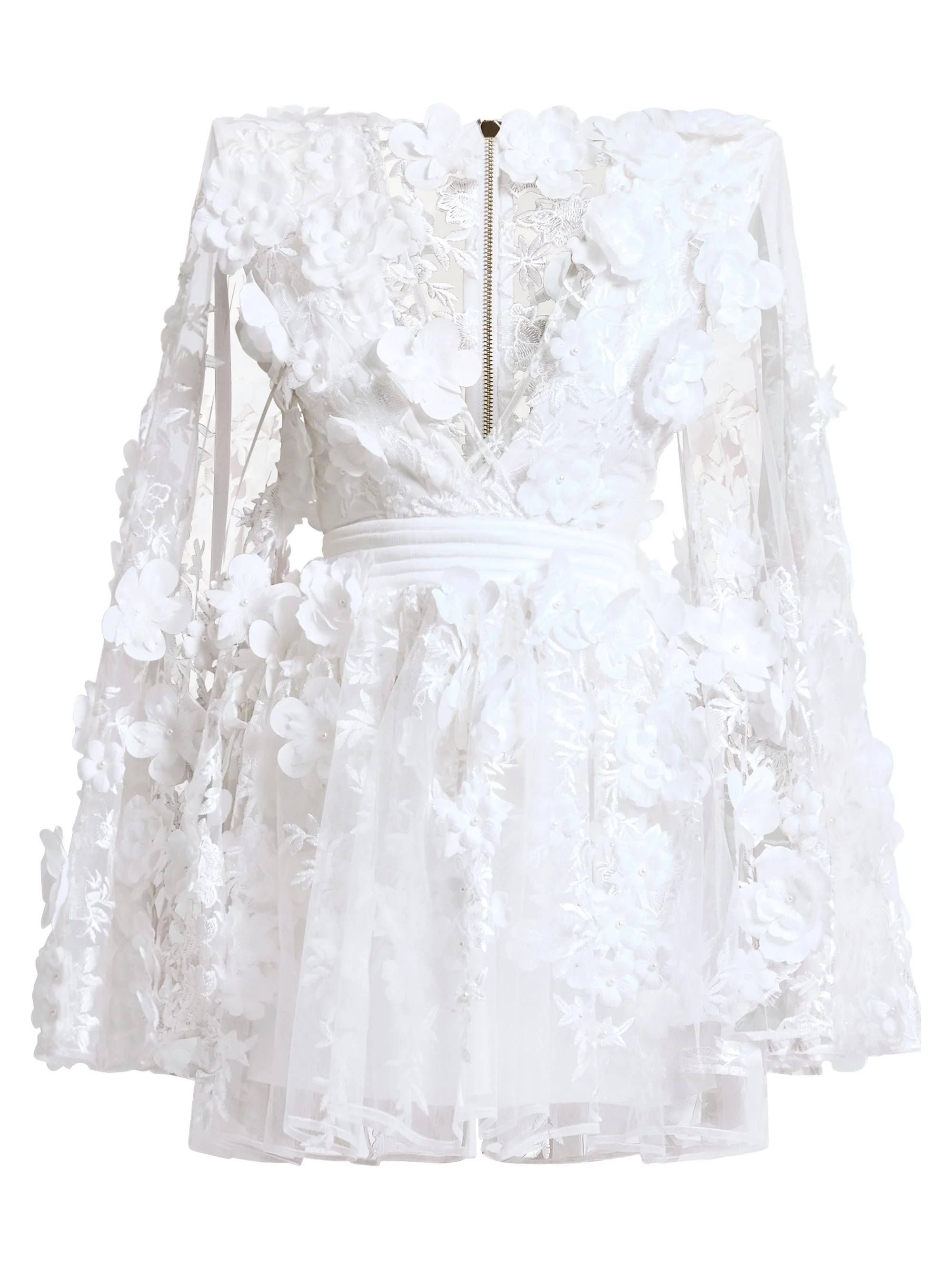 Women's Isadora Floral Applique Minidress - White - 1