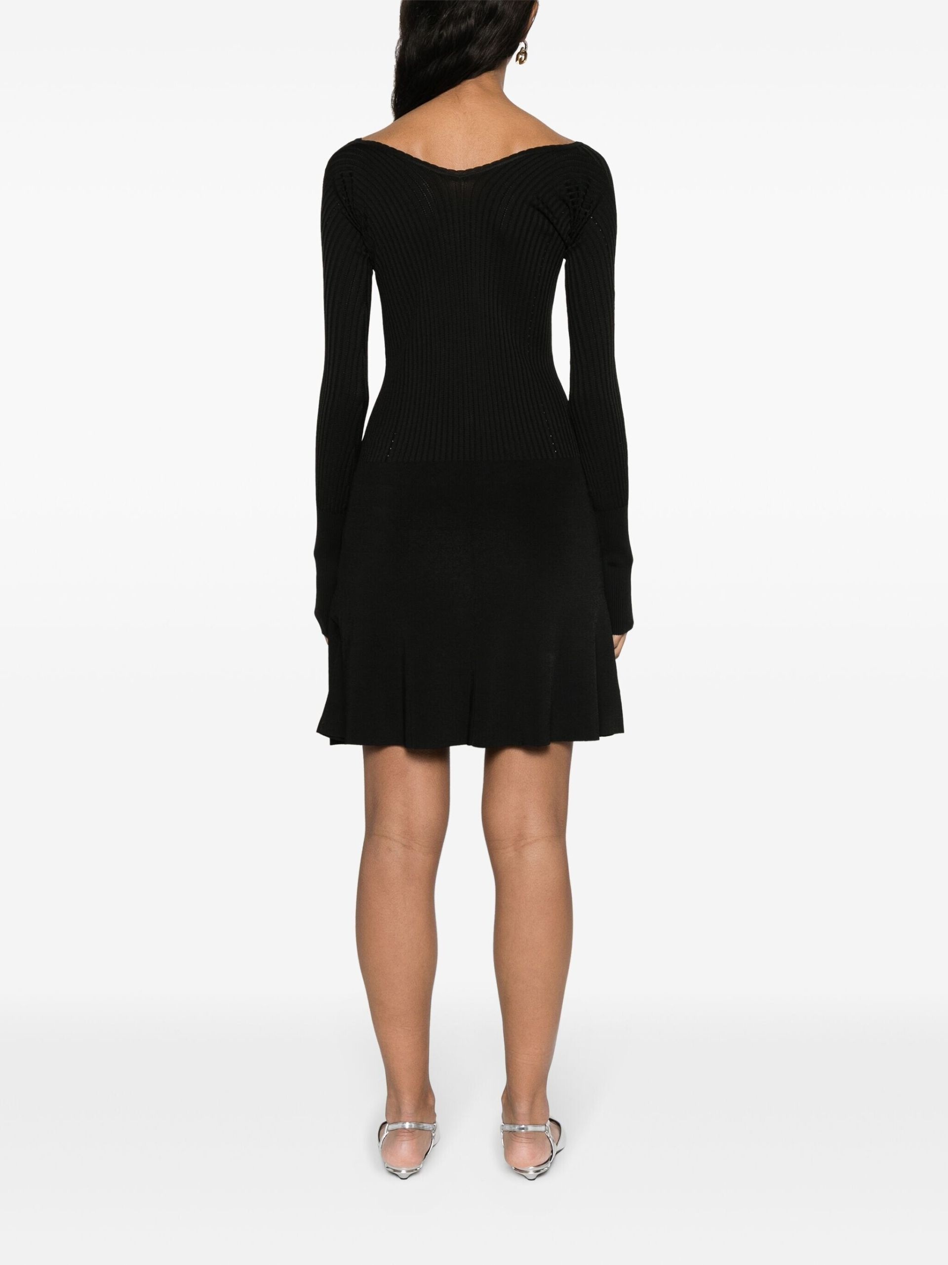 black Pralu logo-plaque ribbed dress - 4