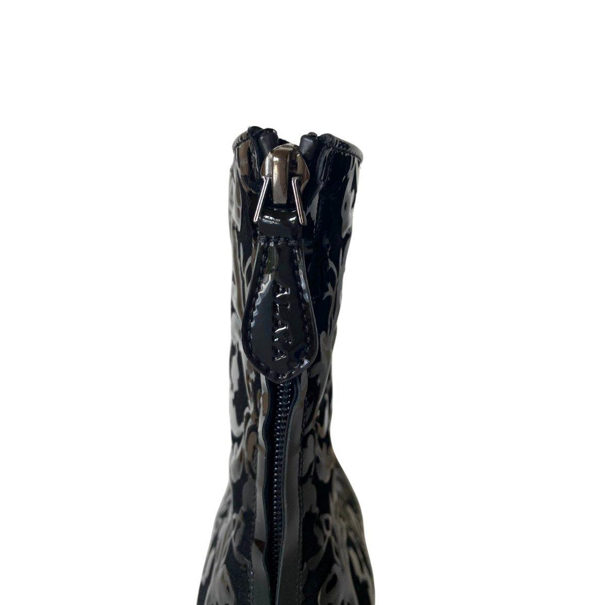 Black Patent Leather Ankle Boots - 4