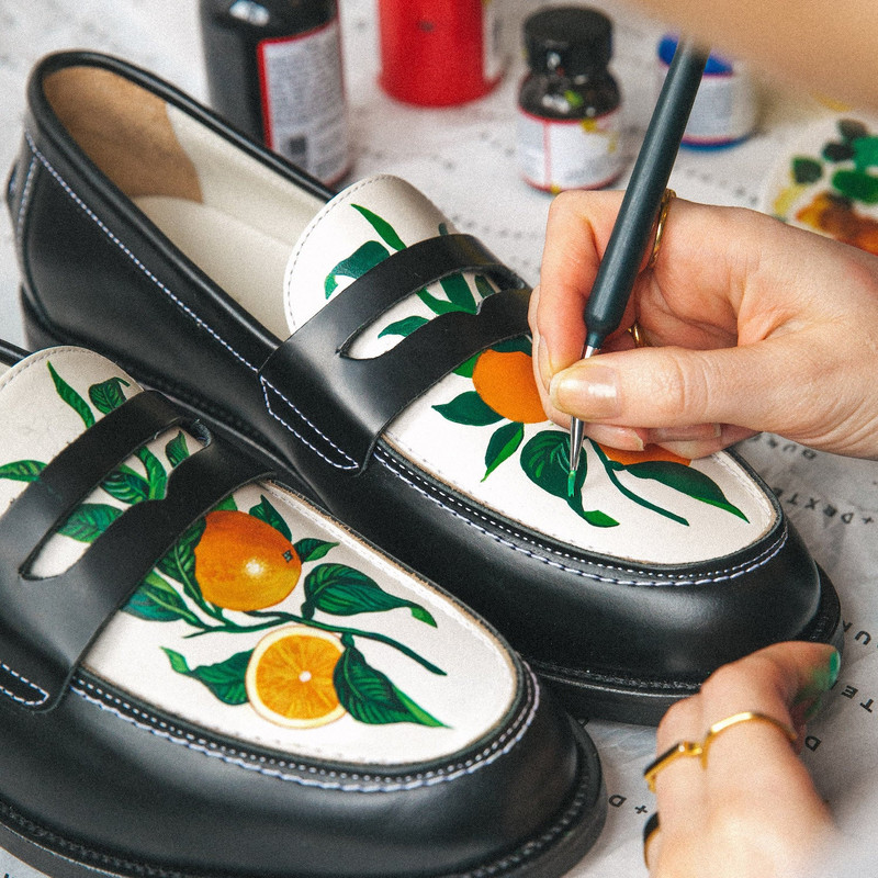 Wilde Hand-Painted Orange Penny Loafer - Women's 9