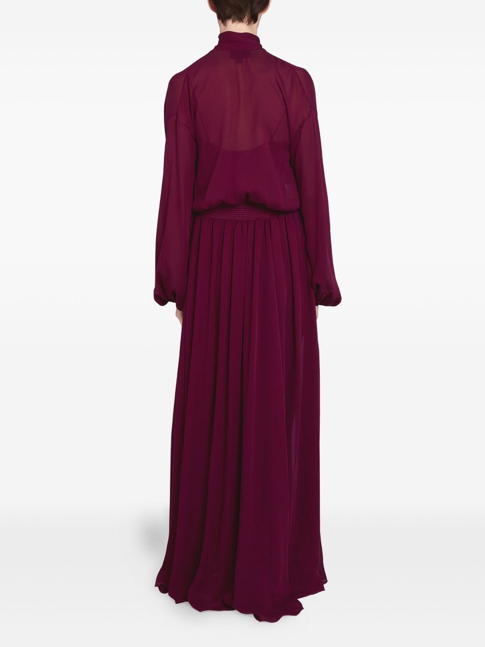 tie-neck silk maxi dress - 5