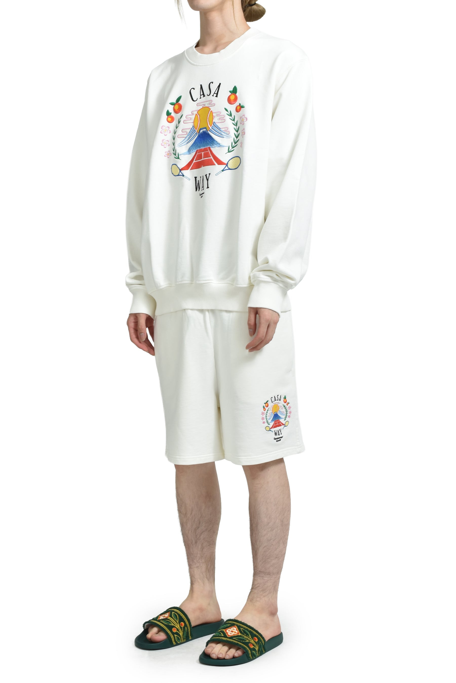 CASA WAY MOUNTAIN EMBROIDERED SWEATSHORTS / WHT - 4