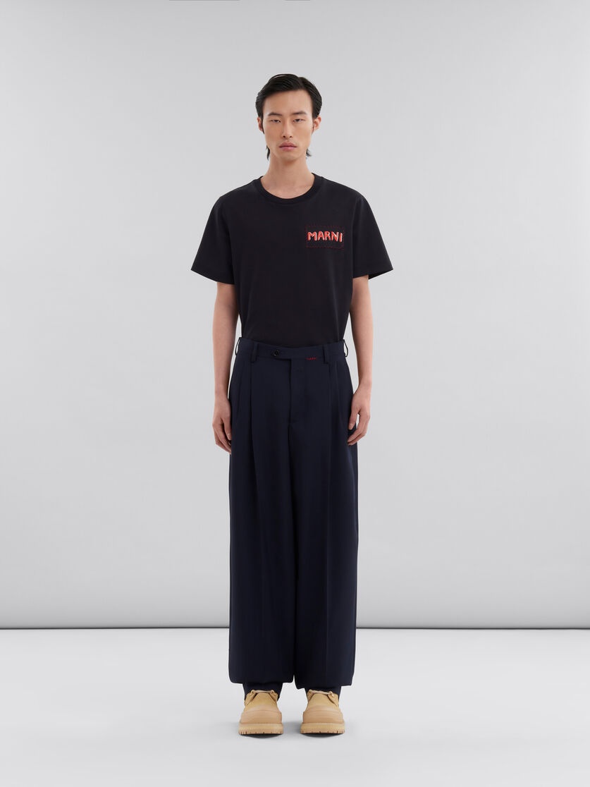 DEEP BLUE TROPICAL WOOL PLEATED TROUSERS - 2