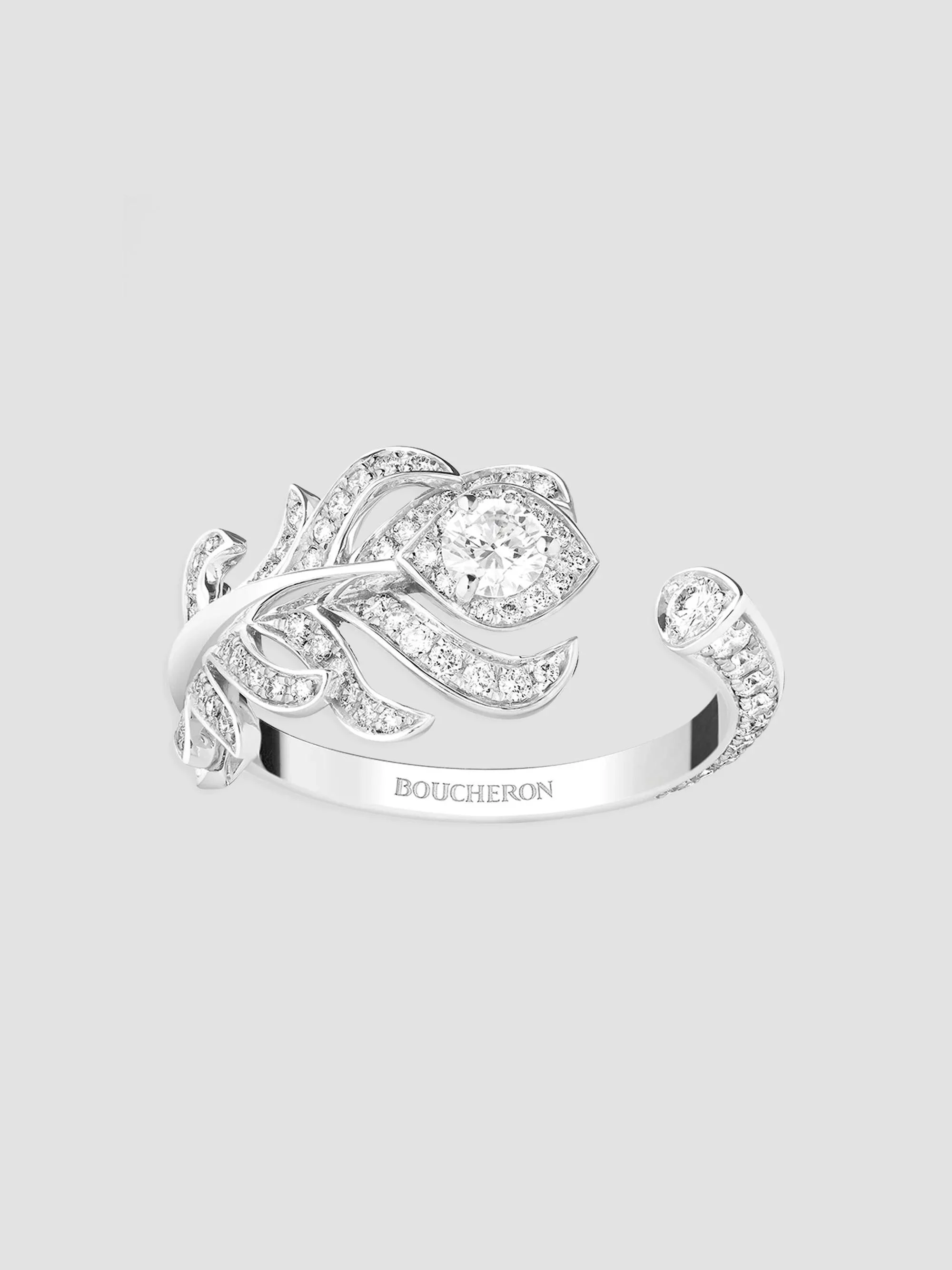 Women's Nature Triomphante Plume De Paon 18K White Gold & 0.60 TCW Diamond Ring - White Gold - 1