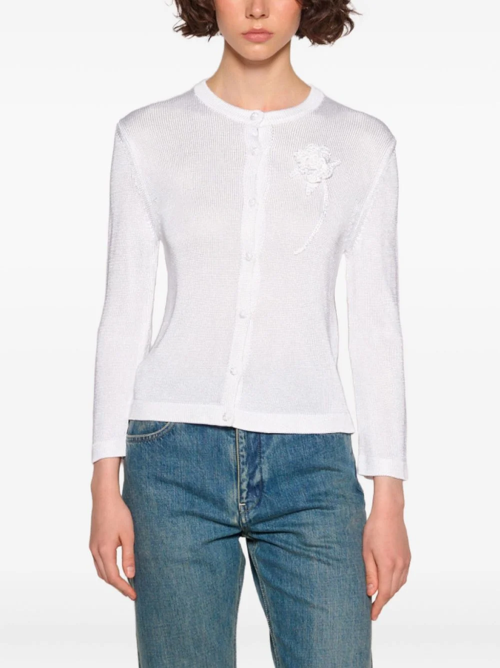 flower-embellished cardigan - 1