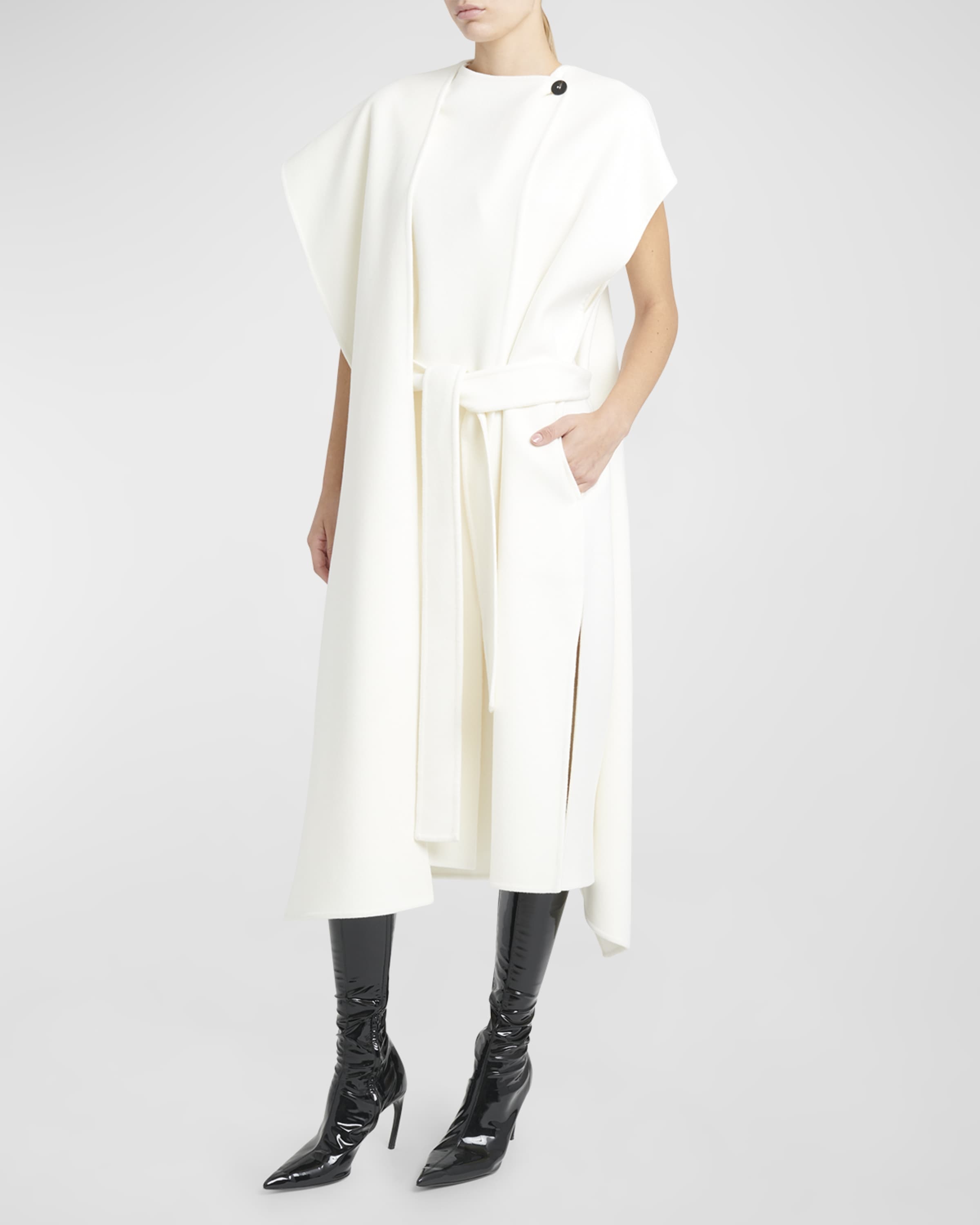 Short-Sleeve Midi Wrap Coat Dress - 5
