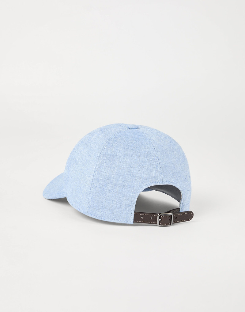 Brunello Cucinelli Linen sparkling canvas baseball hat with embroidered logo outlook