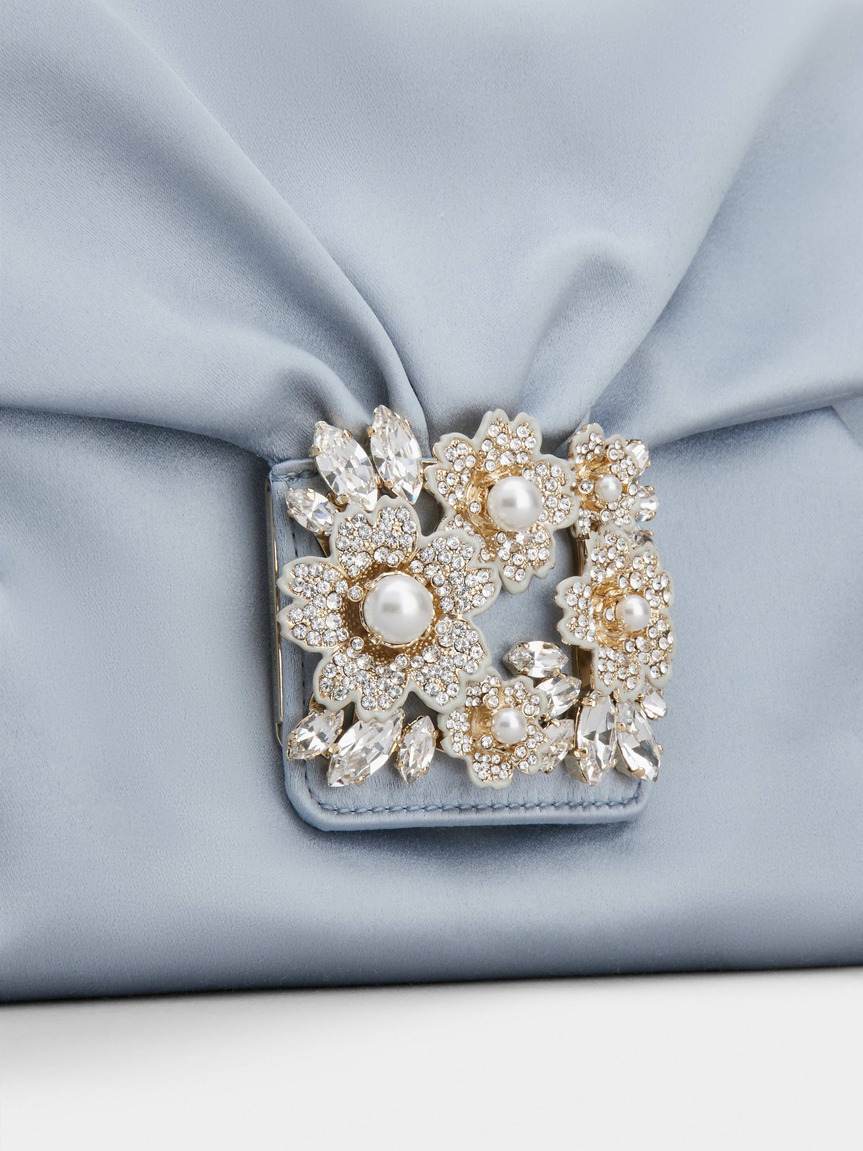 RV Drapé Bouquet Pearl Strass Buckle Mini Bag in Satin - 7