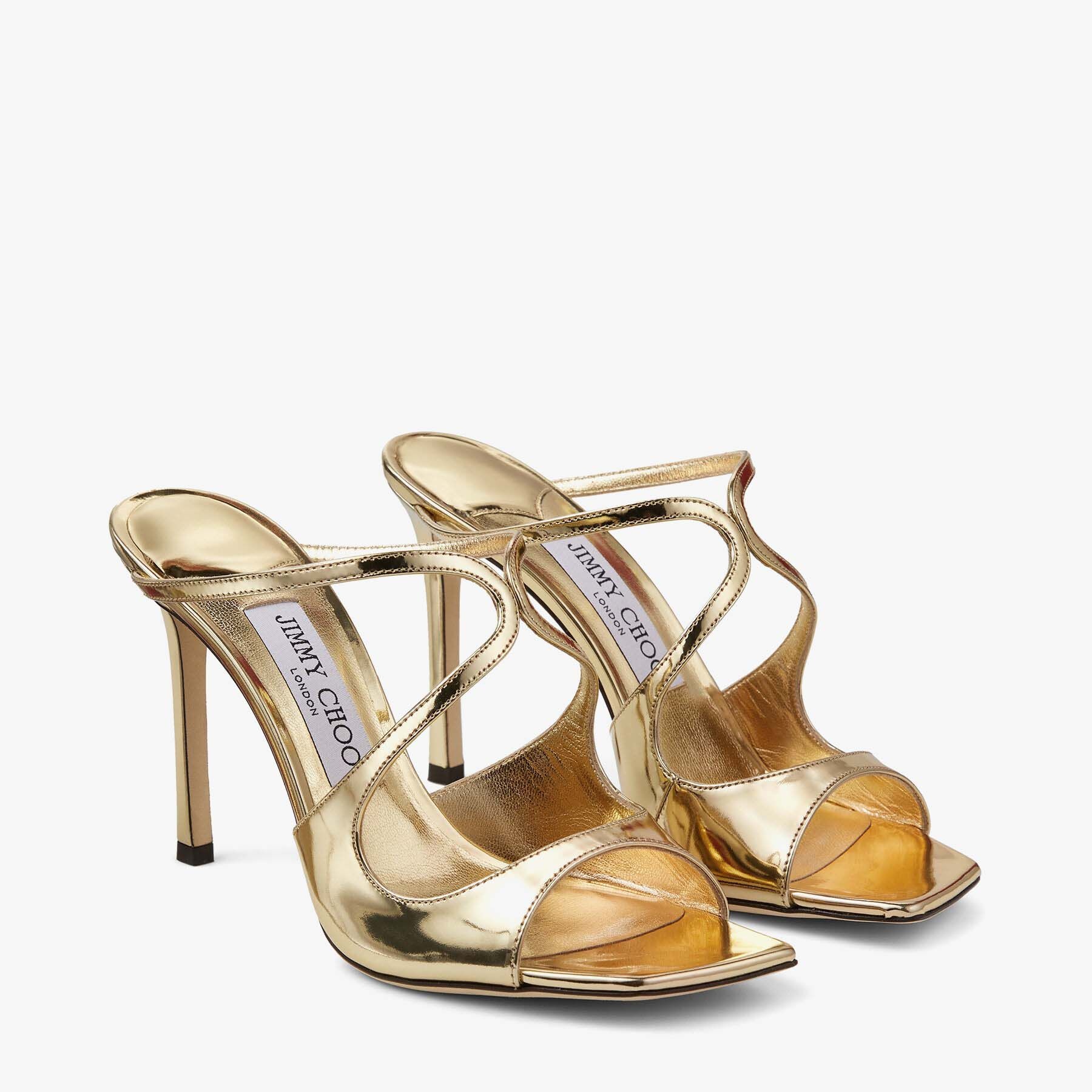 EU38.5 JIMMY CHOO ハイヒール ゴールド/シルバー 美品395A エロイーズ 80 | ゴールド ヴィンテージメタリックレザー